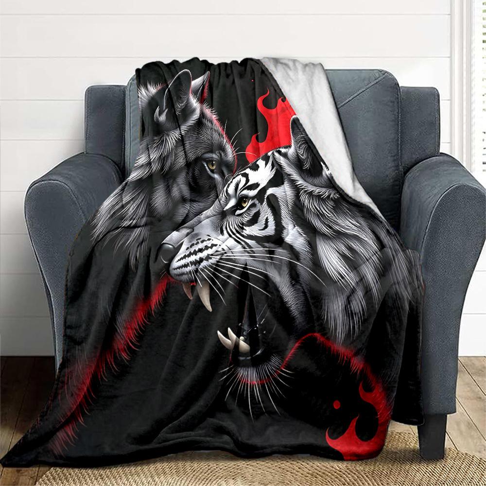 1PC Wolf Tiger Blanket - Soft Warm All-Season Throw for Sofa, Bed, Car, Office, Throw For Sofa yy250916091