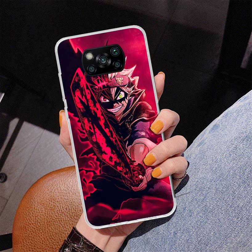 Черный чехол для телефона с аниме C-Clovers для Xiaomi Poco X5 X6 X7 Pro X4 Gt F7 Ultra M8 M7 Redmi 15C 15 13C 13 12C 12 Уникальный чехол Coque