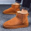 Men's Fur Fleece Lining Snow Boots Warm Comfortable Slip On Winter Ankle Boots Casual Fuzzy Short Mini Boots Comfortable Suede Booties Shoes for Men