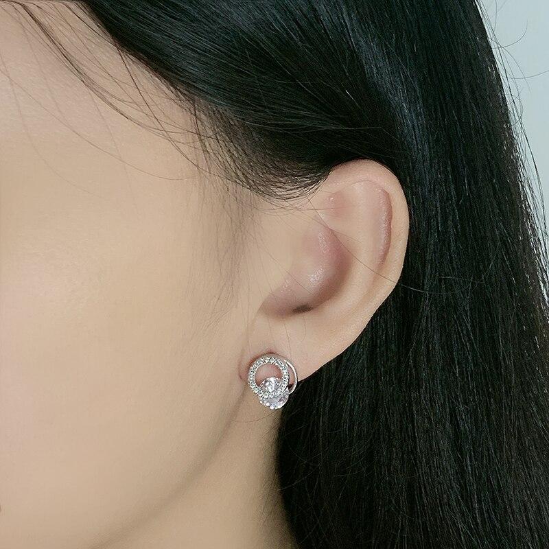 Diamond Zirconia Simple S925 Sterling Silver Earrings Ladies Popular Accessories Circle Personalized Silver Earrings Jewelry