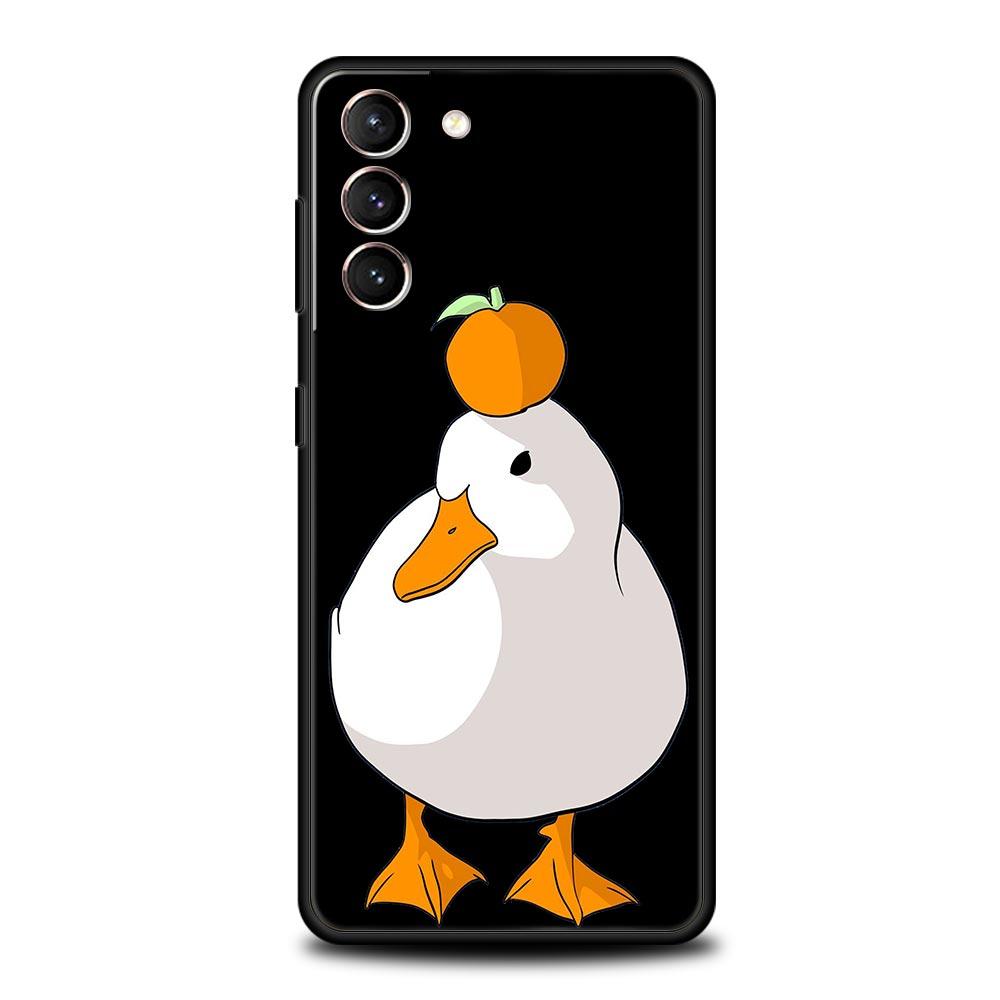 Cartoon Doubt Duck Phone Case For Samsung Galaxy S23 Ultra S22 S21 S20 FE 5G S10 S10E S9 S8 Plus Note 20 Silicone Cover Bumper