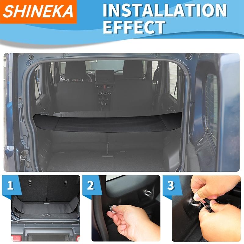 SHINEKA Rear Trunk Curtain Cover Storage Bag Net Organizer for Suzuki Jimny 4 Door 2019 Up Stowing Tidying Interior Accessories