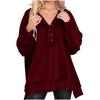 Autumn and Winter New Women's Round Neck Solid Button Loose Sweater Long Sleeve Top