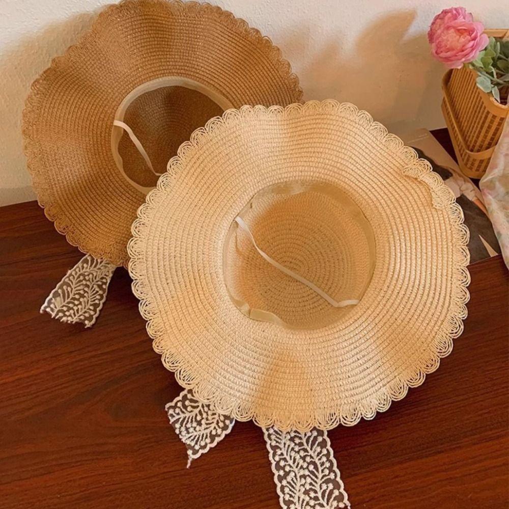 Дышащая шляпа-ведро с большими полями, пляжная кепка, милая соломенная шляпа для женщин