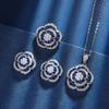 Autumn And Winter Jewelry Copper Bottom Gold-Plated Simulation Blue Spinel Rose Temperament Light Luxury Suit Women