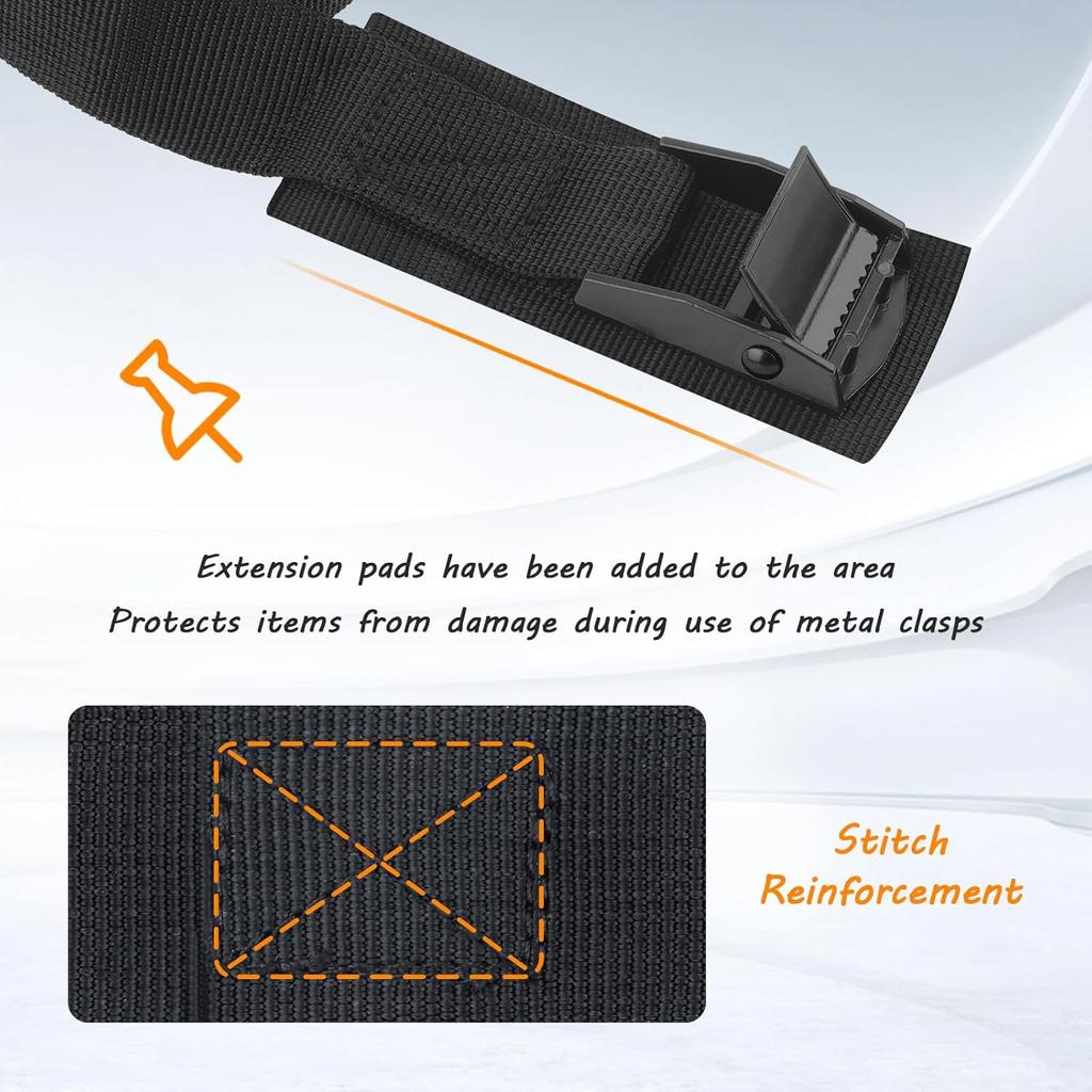 2PCS Heavy Duty Tie Down Straps,12Ft Maximum Load Capacity 330 Lbs Lashing Strap Used To Fix Items,Adjustable Cam Buckle Straps Fit For Roof