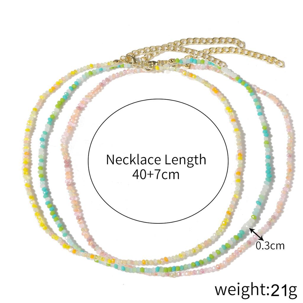 Necklace for Women Crystal Beaded Collarbone Chain Ins Simple Shell Necklace Female Colorful Natural Crystal Rice Bead Necklace