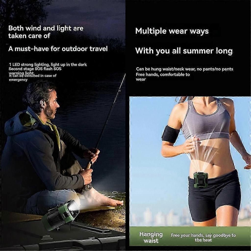 Portable Waist Fan 6000mAh Rechargeable Outdoor Neck Fan B