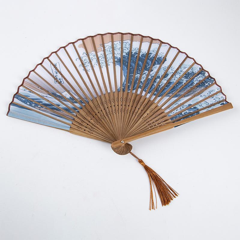 Летний винтажный бамбуковый складной ручной цветочный веер для танцев в китайском стиле