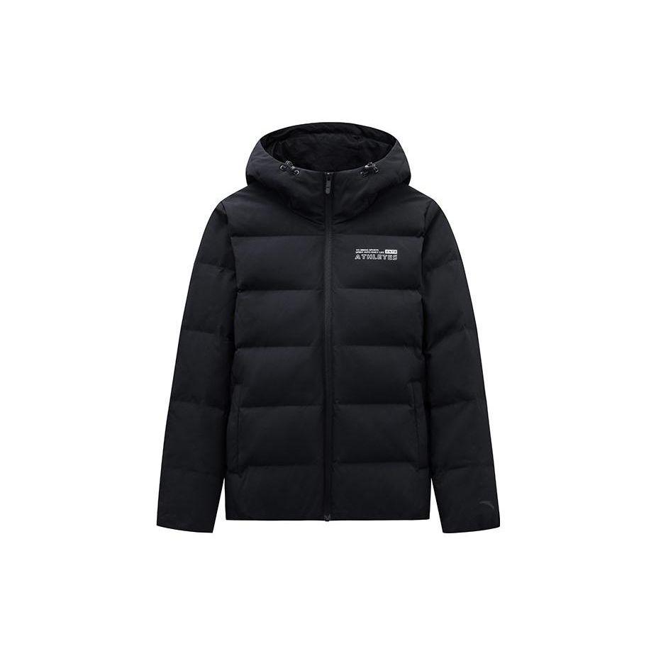 Anta Training Series Letter Zipper Hooded Down Jacket Women Outerwear Basic-Black 162347905-3
