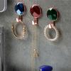 Vintage Glazed Gemstone Shaped Hooks Punch-free Strong Bearing Sticky Wall Hanging Hook Kitchen Bathroom Bedroom Decoration