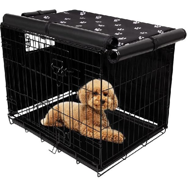 Pet Prime Dog Crate Cover for Wire Cages 24 30 36 42 48 Inch Outdoor Pet Kennel Cover Machine Wash & Dry (Cover Only) (24 Inch Crate Cover