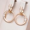Smooth Gold Color Circle Pendant Clip Earrings for Women Fashion Zircon Accessories Simple Jewelry