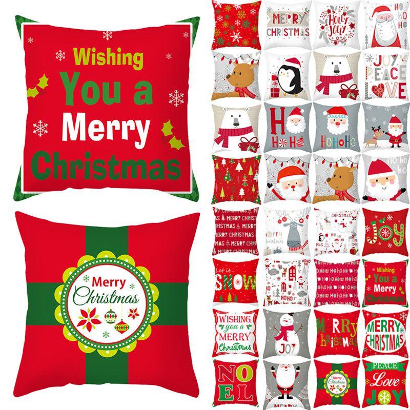 Luxurious Peach Skin Velvet Christmas Cushion Cover With Charming Santa Claus Print For Home