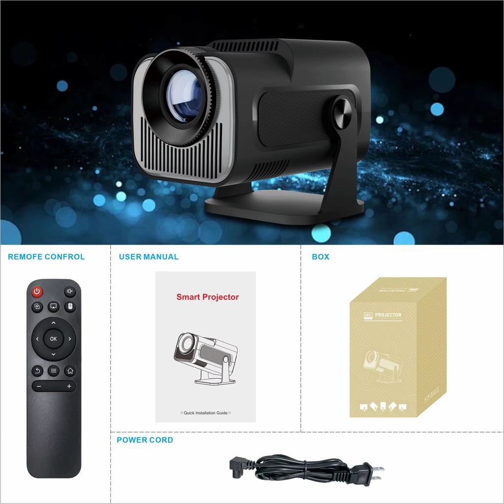 Hy320 Mini Smart Video 4K Android Projector Headlight Beamer Projector for Home Use with Smart Screen