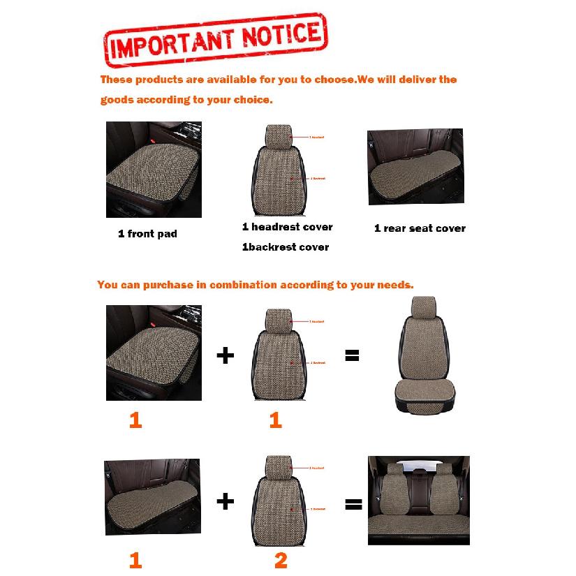 Flax Car Seat Cover Protector Linen Front Rear Back Cushion Protection Pad Mat With Storage Bag for Auto Interior Truck Suv Van