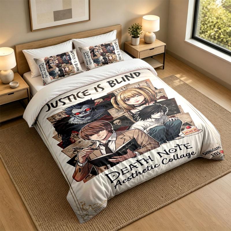 3Pcs Bedding SetDeath Note Soft Bed Sheet and Two Pillowcases Home Bedroom Decor