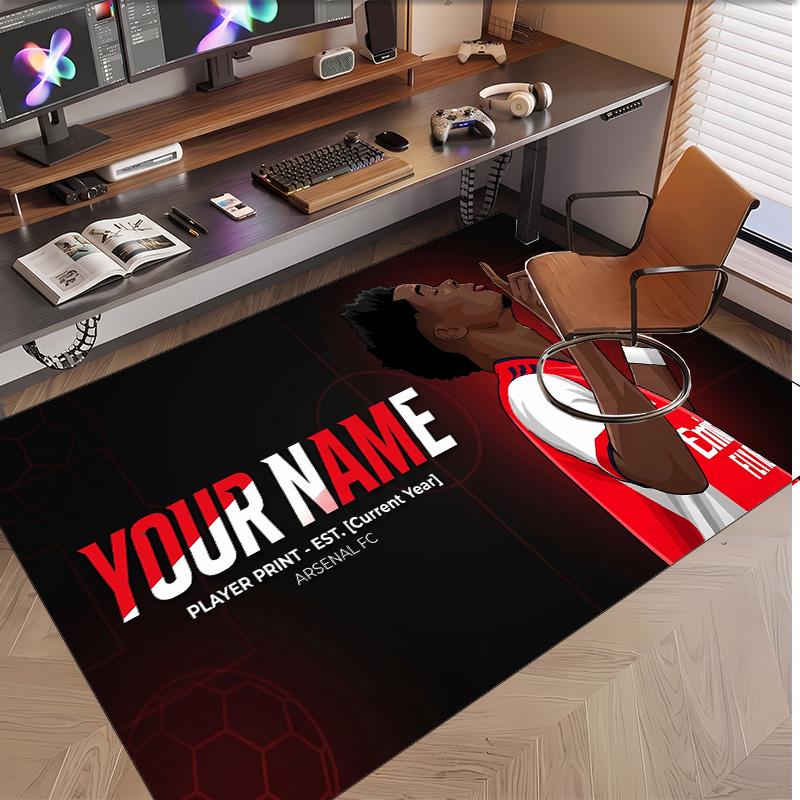 Personalized Crystal Velvet Carpet Bukayo Saka Pattern Non Slip Floor Rug
