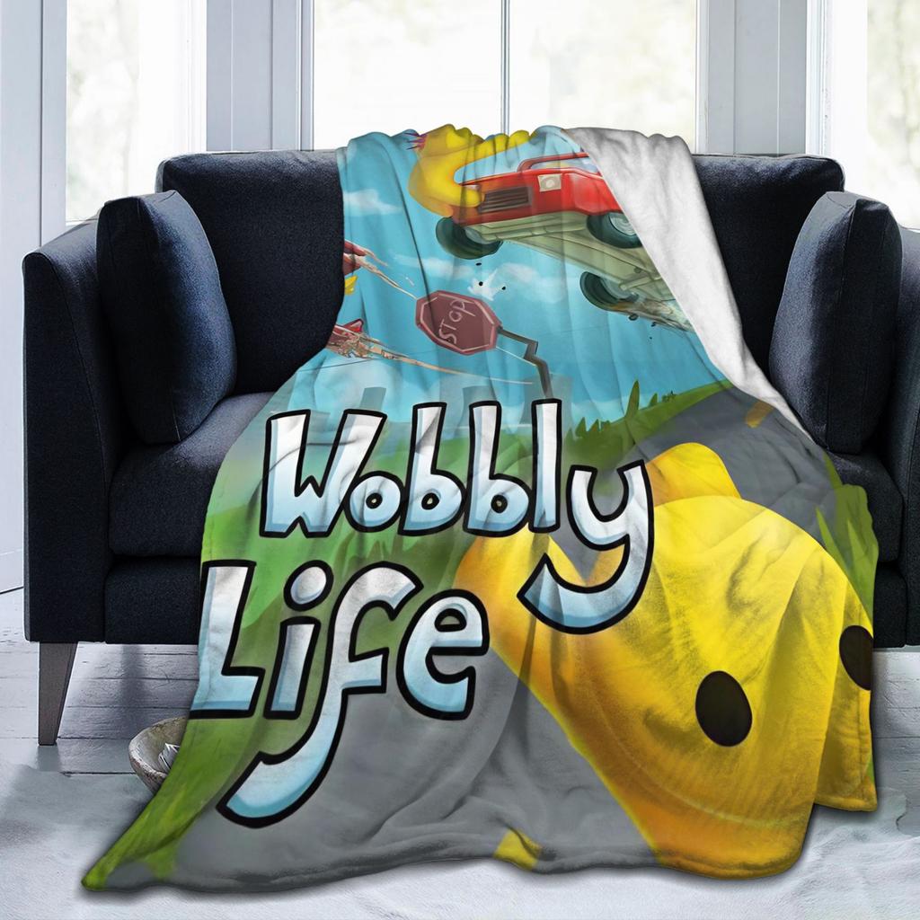 Wobbly Life Sandbox Game Fashion Blanket Cartoon Funny Flannel Throw Fashion Blanket Bedding Couch Portable Ultra-Soft Warm Bedspread Breath