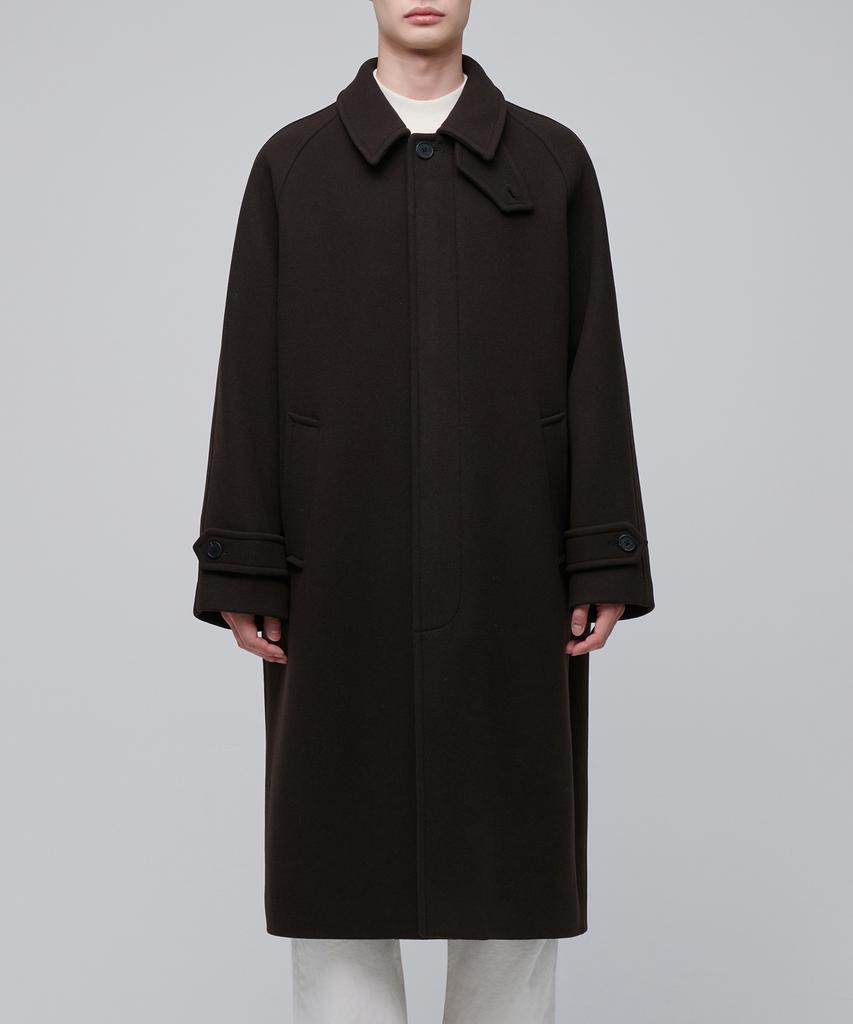 Musinsa Standard Cashmere Blend Oversized Balmacaan Coat [Dark Brown]