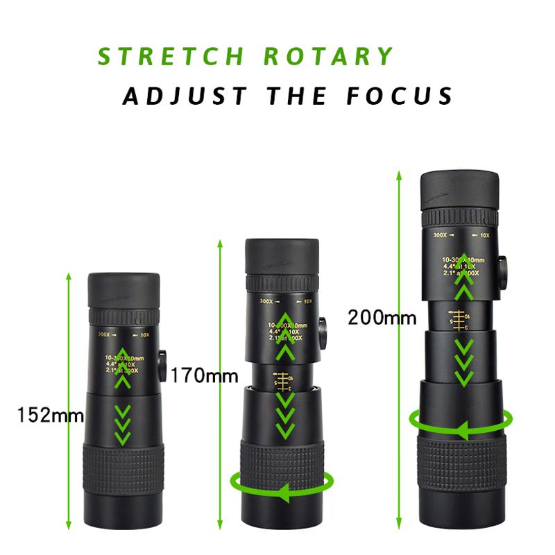 Заводской Hd Zoom 10-300x40 обновленный портативный монокуляр высокой мощности со штативом и держателем телефона для наблюдения за птицами