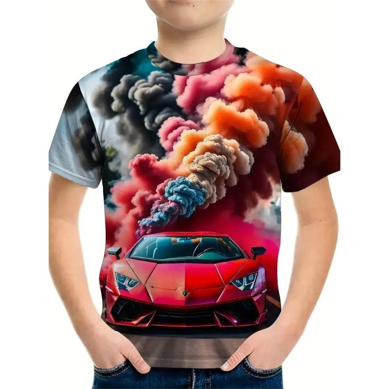 Одежда для мальчиков Футболки с коротким рукавом Одежда для мальчиков Детская одежда с 3D-принтом Модные графические футболки Повседневные детские футболки