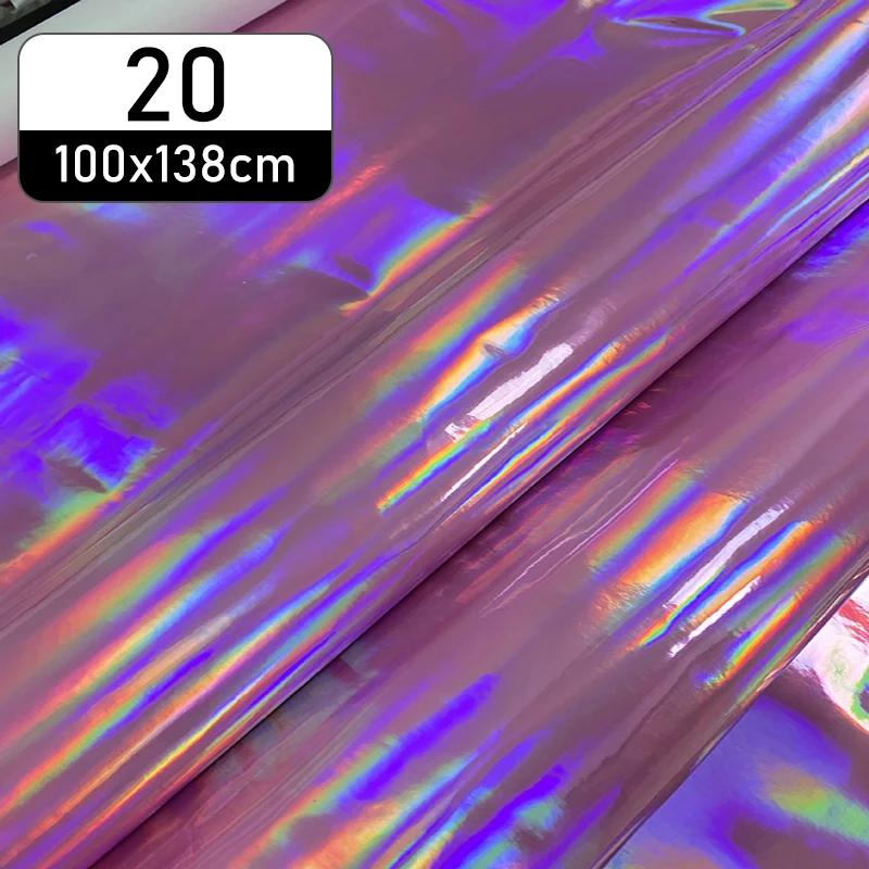 100x138 см ПУ/ТПУ/ПВХ Симфония Лазерная Кожа Ткань Печатная Зеркальная Искусственная Кожа Искусственная Кожа Для Багажной Сумки Материал DIY