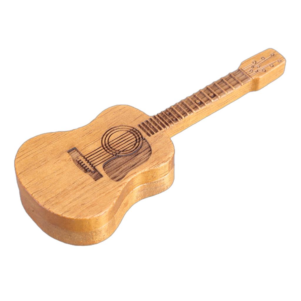 Guitar Shape Wooden Pick Box Lightweight Pick Box Storage Cases with Guitar Pick Stand Musical Instrument Accessory