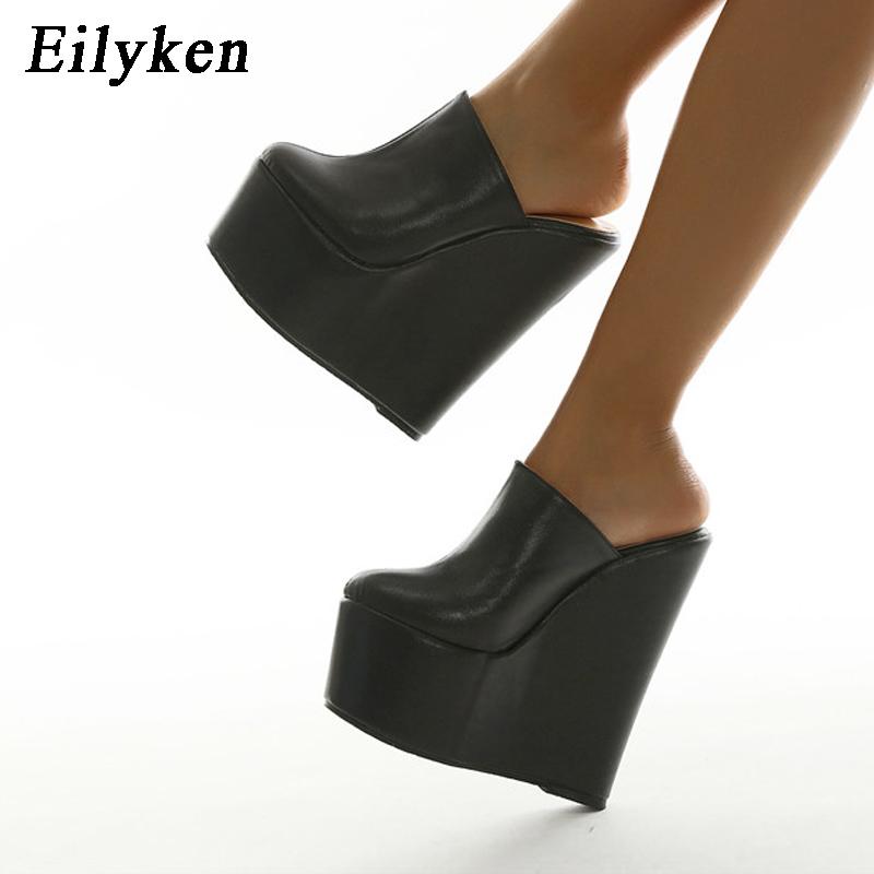 Fashion Eilyken New Spring Super Platform Wedges High Heel Women Slippers Nightclub Sandals Mules Party Shoes