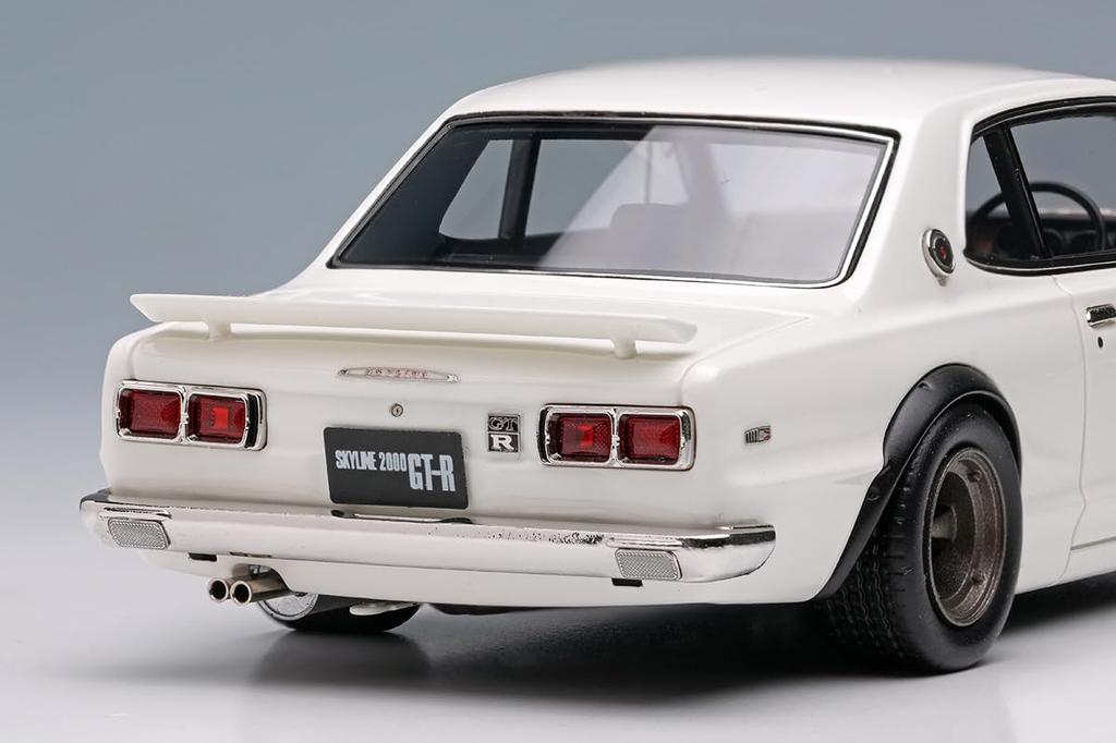 Makeup Vision Scale Nissan Skyline 2000 1971 with Spoiler Finished Model VM244B 1/43 GT-R (KPGC10) (Works Wheels) White,