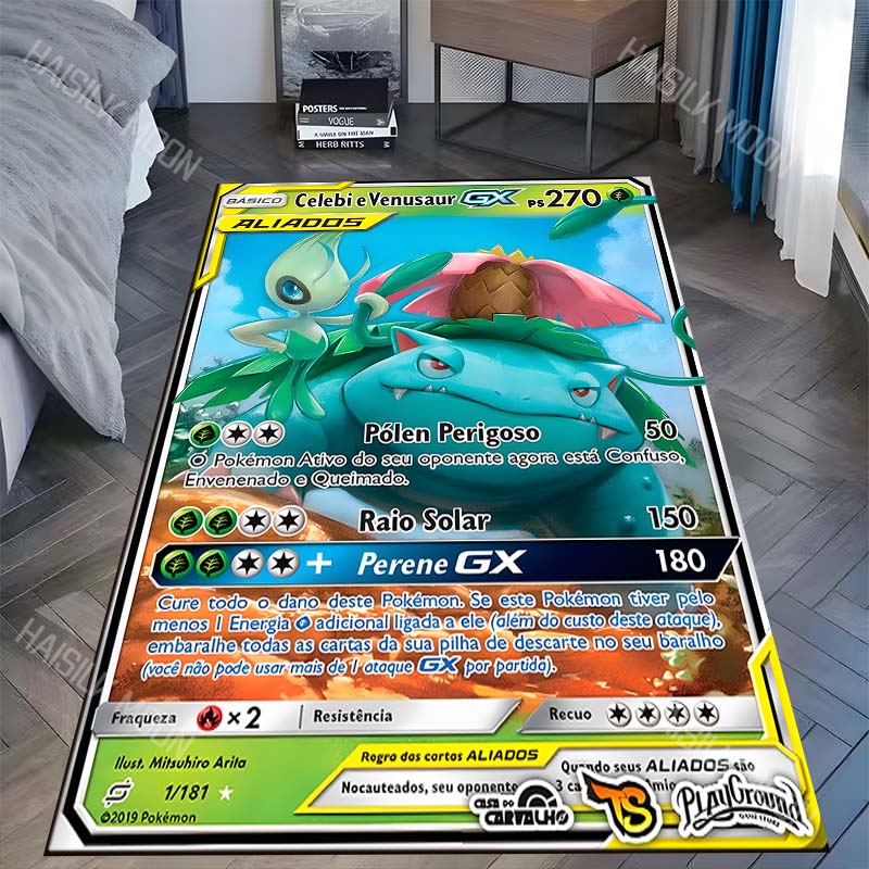 Japanese Classic P-Pokemon Bulbasaur Cards Pattern Carpet for LivingRoom Bedroom Sofa Mat Area Rug Home Decor Play Mat Potdemiel