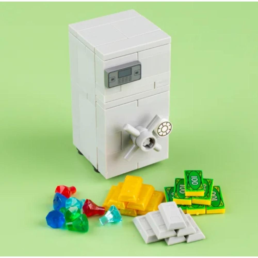 City Building Blocks Accessories Figures Cash Dollar Bills Gold Silver Coins Brick Treasure Chest Ore DIY Gift Toy X015 Safe Box