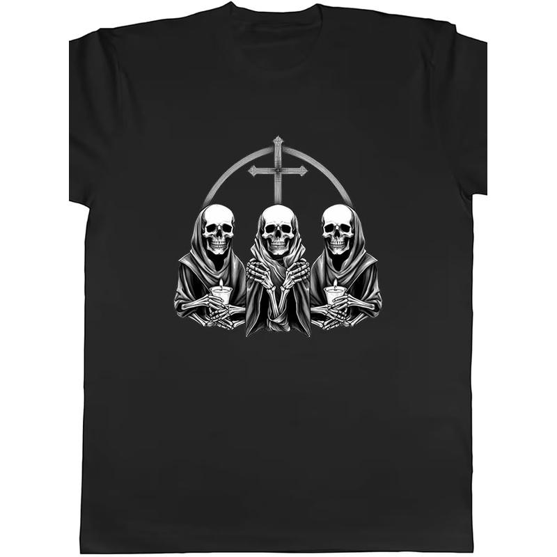 Skull Skeleton Mens T-Shirt Trinity Gothic Goth Tee Gift