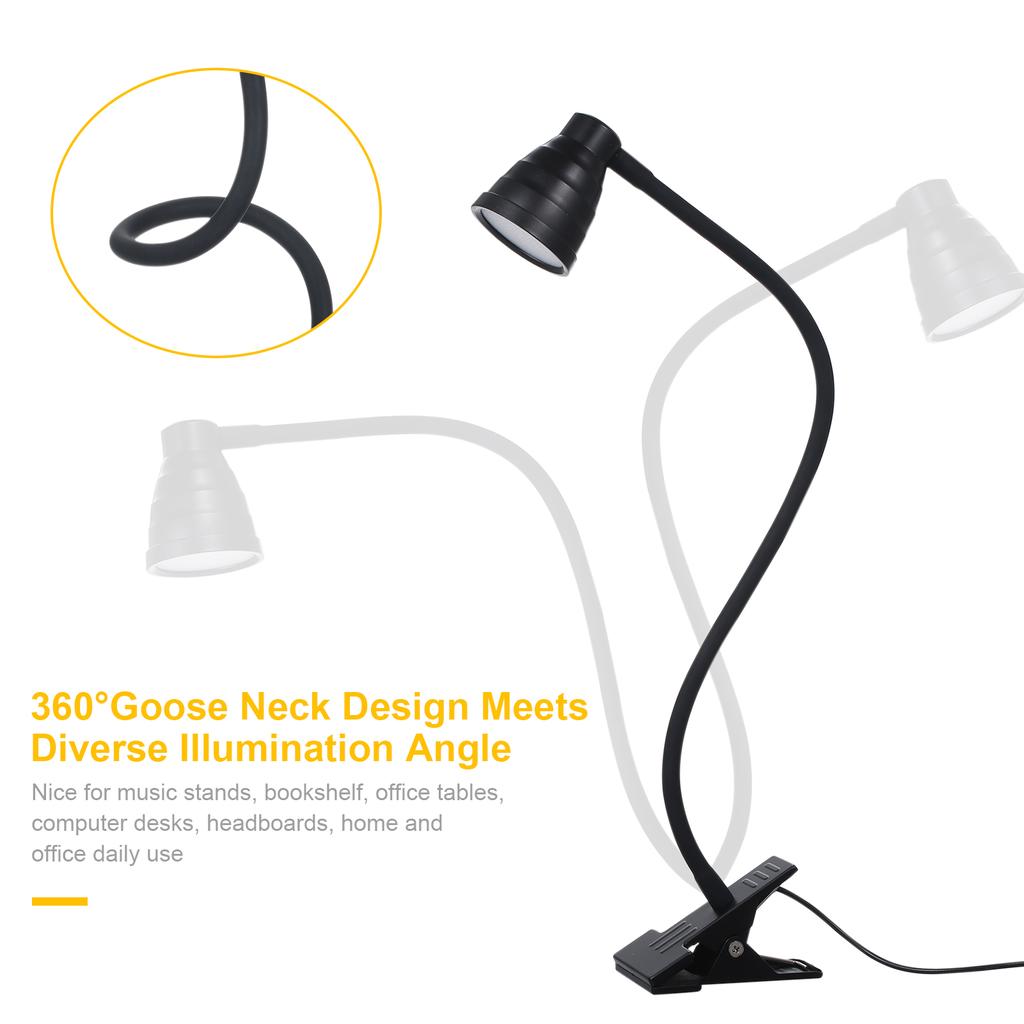 Tomshine 5W 24LEDs Table Desk Lamp Reading Beside Light Clamp CLip Lighting Fixture USB Powered
