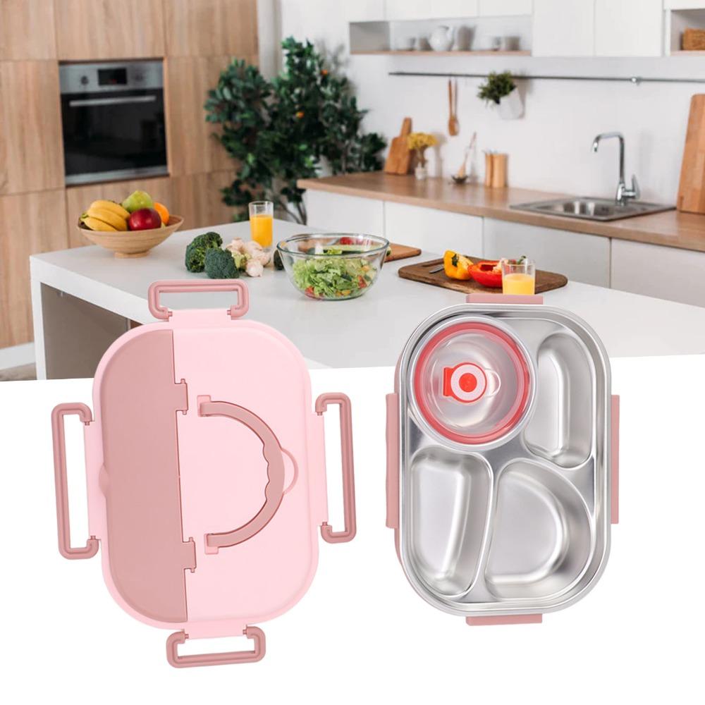 4 Compartments Lunch Storage Container 304 Stainless Steel Thermal Lunch Box For Picnics