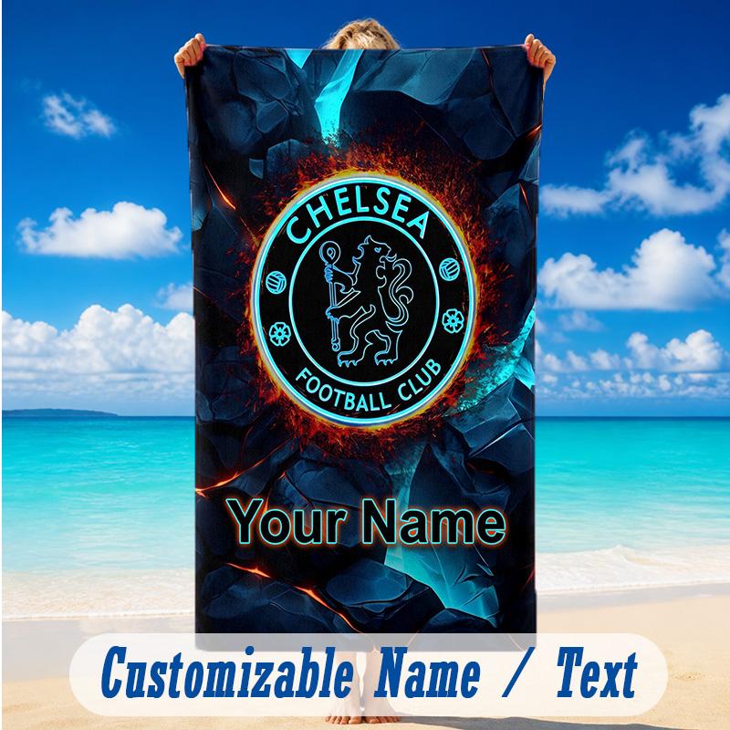 Beach Towel Custom Name Text, Quick Dry Large Towel For Beach HomeChelsea FC