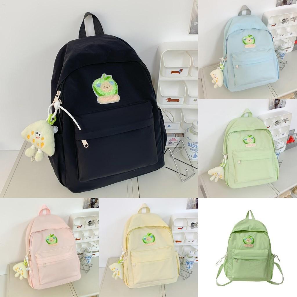 Dopamine Backpack For Middle School Students With Solid Color And Cartoon Bear Decor For School Use