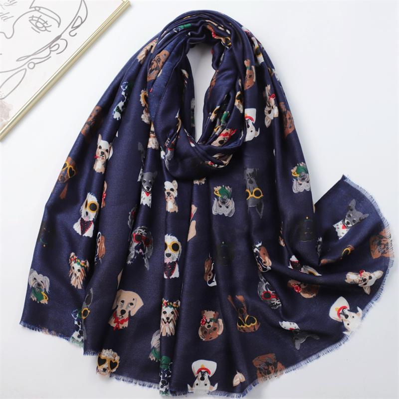 Зимний очаровательный узор с собакой таксой Вискозные шали шарф с очками - Мягкая толстая пашмина хиджаб с игривыми котятами