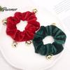 Christmas Stocking Stuffers Velvet Hair Scrunchies with Bells, Elastic Ties for Women Girls, Retro Holiday Ponytail Holders Winter Festive Hairstyles