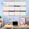 Большой настенный календарь 2025 года, двухсторонний, стираемый влажным и сухим способом, ежегодный планировщик, ламинированное расписание с маркером, клей для домашнего офиса, класса
