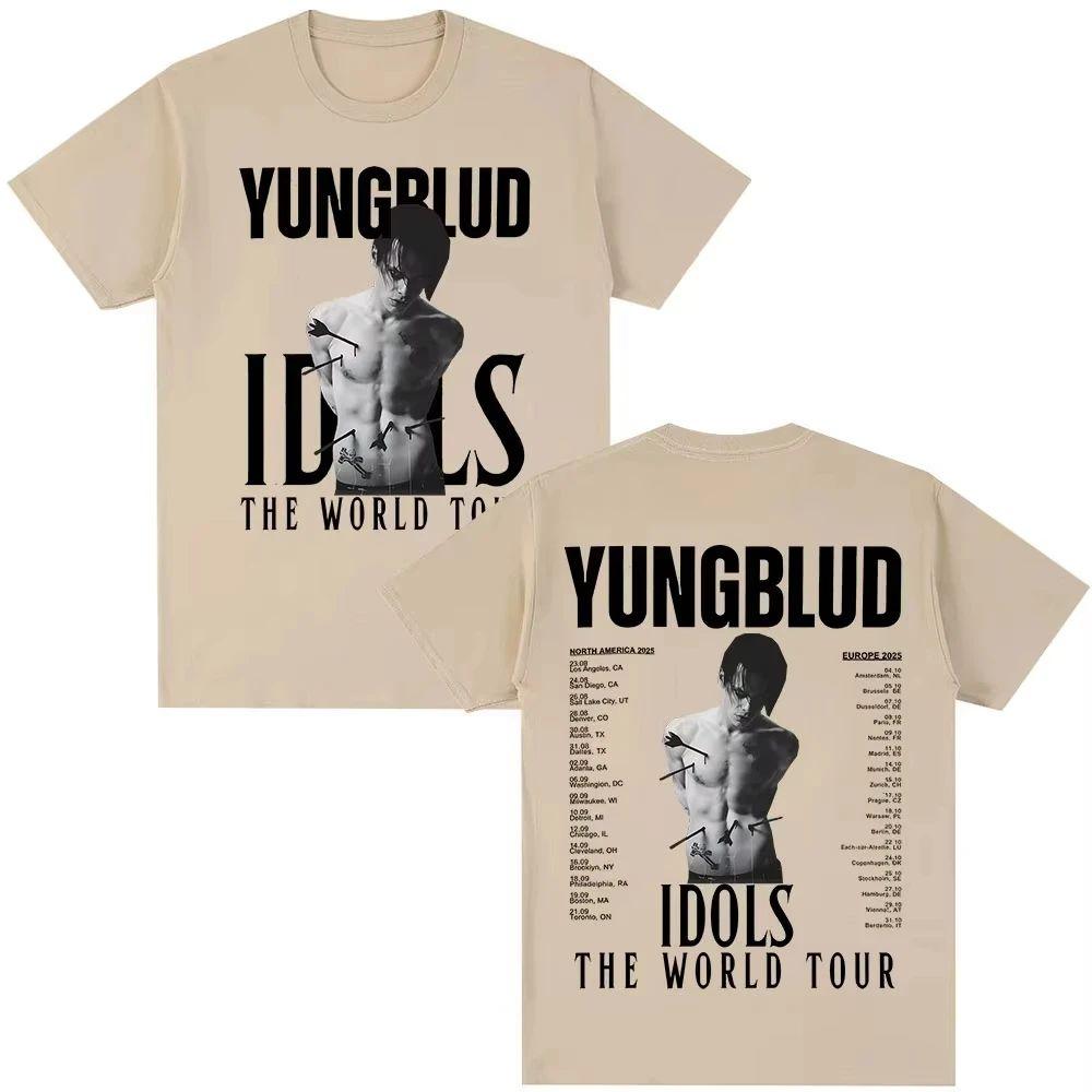 Футболка в стиле Харадзюку Y2K, футболка Yungblud IDOLS The World Tour 2025, хип-хоп футболки, повседневная хлопковая футболка оверсайз, уличная одежда, унисекс