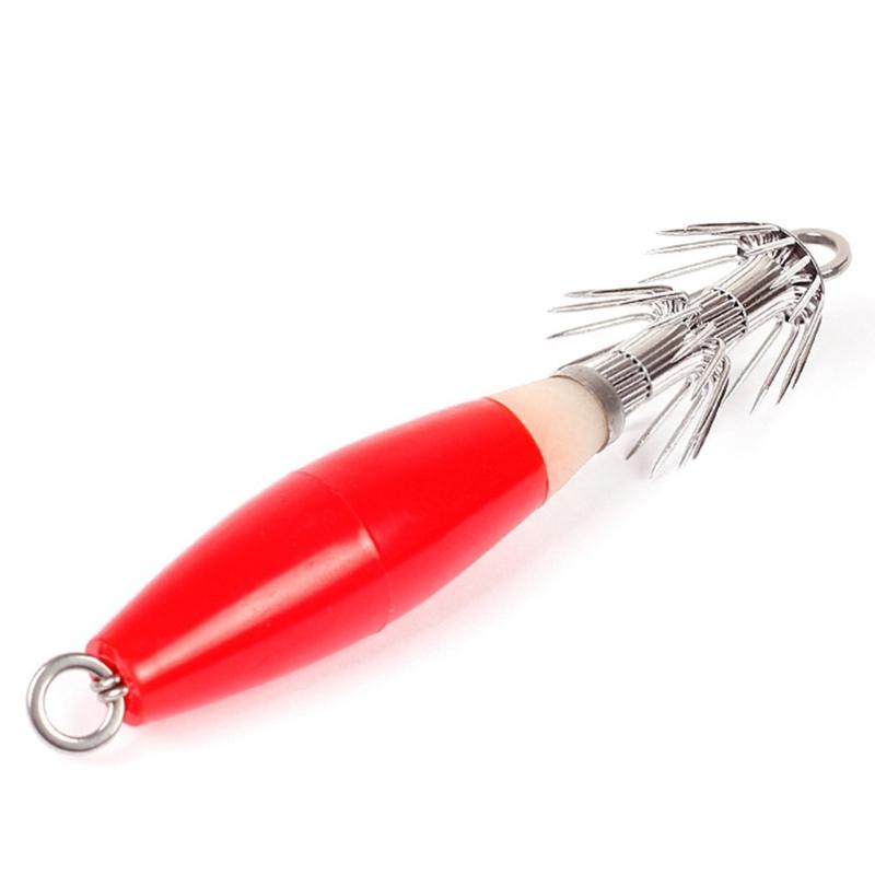 4Pcs Fishing Lures Baits Jig Glowing in Dark with Stainless Needle Saltwater Cuttlefish Sleeve Glowing Squid Jig Hook