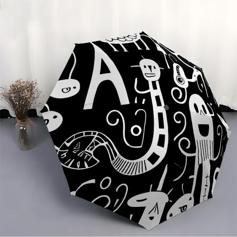 1pc Abstract Art Automatic Opening/Closing Umbrella with Operation & Windproof Canopy - Folding Design, Holiday Gift yy260225163