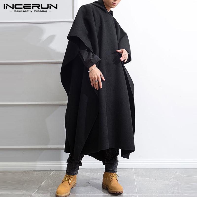 Мужской плащ с капюшоном INCERUN