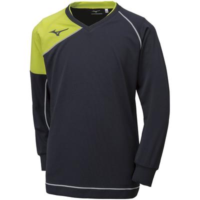 Mizuno Игровая футболка для волейбола с длинным рукавом, отводящая влагу, быстросохнущая, унисекс, V2MA8021, Размер 94, Черный x Лаймово-зеленый, 2XL