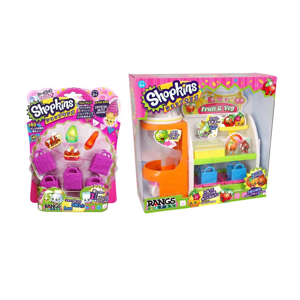 Шопкинс Сезон 2 5 штук + Сезон 1 Игровой набор "Фруктово-овощная лавка Easy Squeezy" (RANGS Япония)