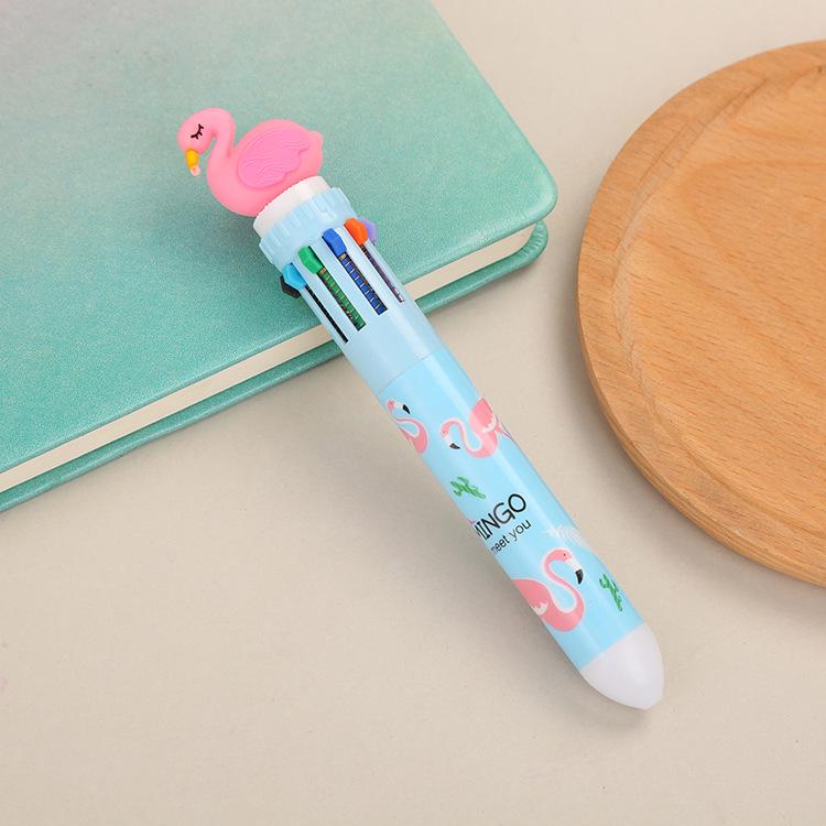 Cartoon Multi-Color Ballpoint Pen - 10 Colors for Cute Graffiti and Art, Ideal for Students