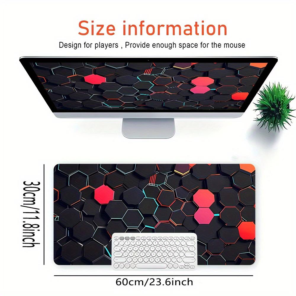 1pc Large Gaming Mouse Pad, UV Reactive Non-Slip Desk Mat, Washable PolyesterHexagon, Neon, PatternComputer Pad with Vibrant Game Machine Pr