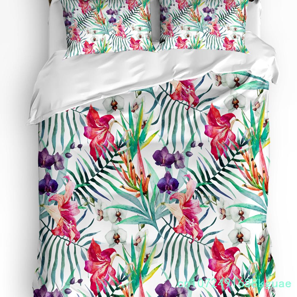Цветочный Пальмовый Лист Бабочка в Скандинавском Стиле Пододеяльник с Наволочкой На заказ Комплект Постельного Белья 3 шт. Пододеяльник Двуспальная Кровать Домашний Текстиль