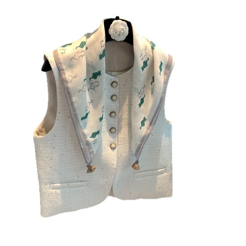 Trend Versatile Small Fragrance Style Versatile Floral Stacking Wear Niche Sunshade Scarf Silk Scarf Accessories Silk Scarf Small Square Scarf